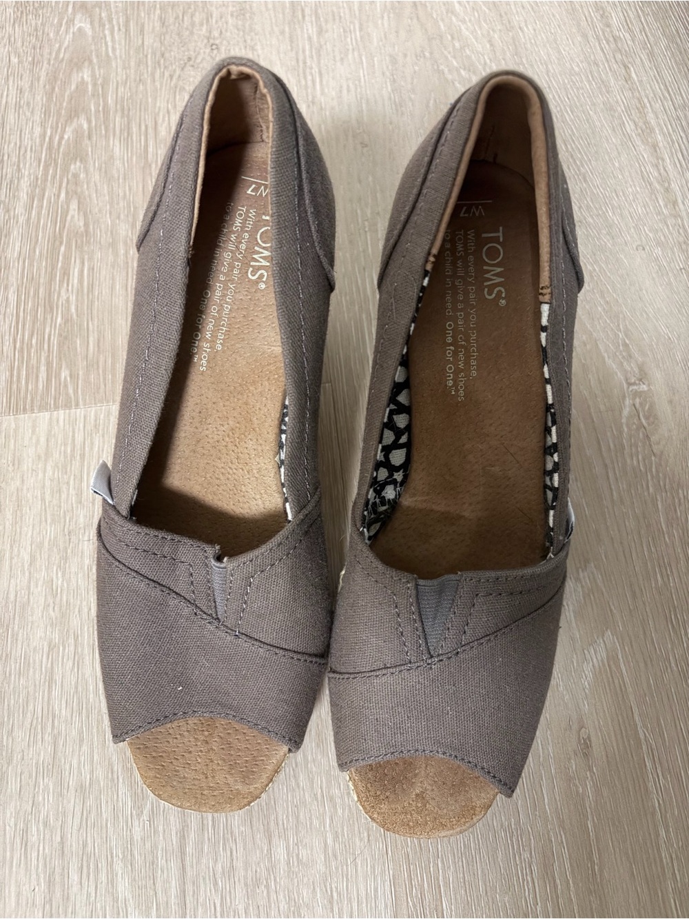 TOMS Canvas Peep-Toe Wedges